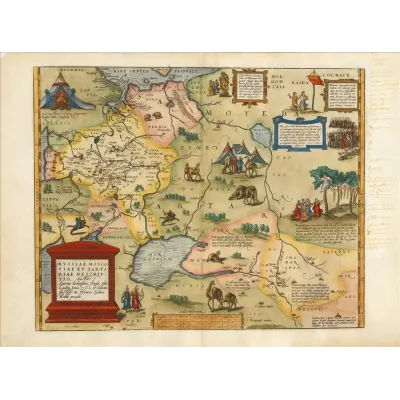 Abraham Ortelius Rusya, Moskova ve Tataristan Haritası 1570 Kanvas Tablo