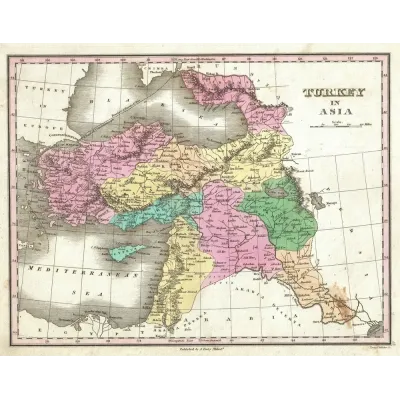 Anthony Finley Anadolu ve Orta Doğu Haritası 1827 Kanvas Tablo