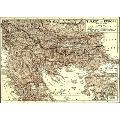 Britannica 1911 Türkiye Haritası 1911 Kanvas Tablo