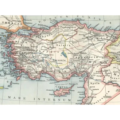 Friedrich Wilhelm Putzger Küçük Asya Haritası 1901 Kanvas Tablo