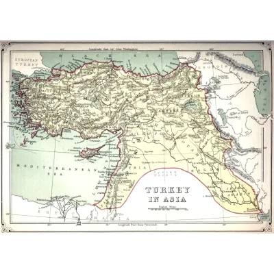 George Ripley Anadolu Haritası 1879 Kanvas Tablo