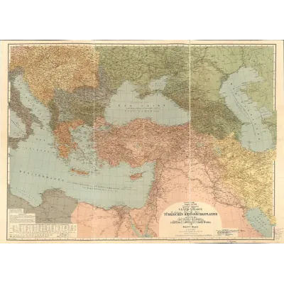 Heinrich Kiepert Osmanlı Anadolusu Genel Haritası 1916 Kanvas Tablo