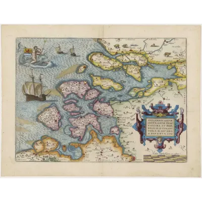 Jacob van Deventer Zelanda Adaları Haritası Kanvas Tablo