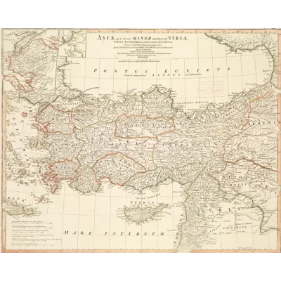 Jean-Baptiste d'Anville Anadolu ve Suriye Haritası Kanvas Tablo
