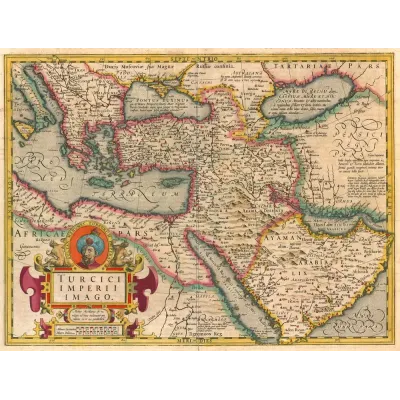 Jodocus Hondius Osmanlı İmparatorluğu Haritası 1606 Kanvas Tablo