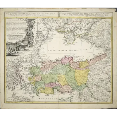 Johann Matthias Haas Anadolu ve Karadeniz Haritası 1743 Birinci Pafta Kanvas Tablo
