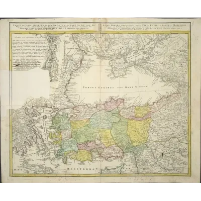 Johann Matthias Haas Anadolu ve Karadeniz Haritası 1743 İkinci Pafta Kanvas Tablo