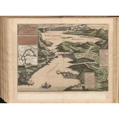 Johann Sigismund Hoffmann Çanakkale Boğazı Kaleleri Resimli Haritası Kanvas Tablo