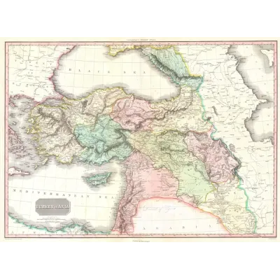 John Pinkerton Anadolu ve Orta Doğu Haritası 1818 Kanvas Tablo