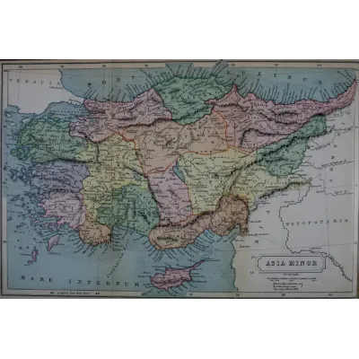 Klasik Coğrafya Atlası Antik Anadolu Haritası 1909 Kanvas Tablo