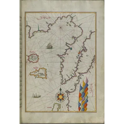 Piri Reis Semadirek ve Gökçeada Haritası (Kitab-ı Bahriye) Kanvas Tablo