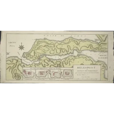 Tranquillo Mollo Çanakkale Boğazı Haritası 1800 Kanvas Tablo