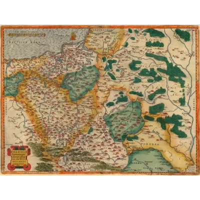 Wacław Grodziecki Polonya Haritası 1592 Kanvas Tablo