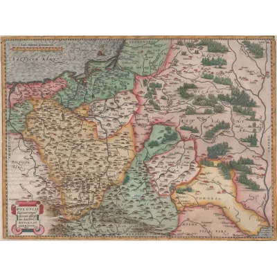 Wacław Grodziecki Polonya ve Litvanya Haritası 1570 Kanvas Tablo