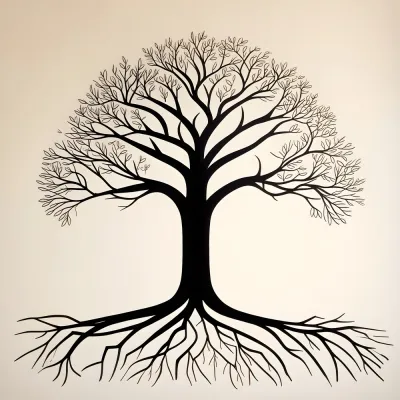 Minimal Çizgi Hayat Ağacı Kanvas Tablo