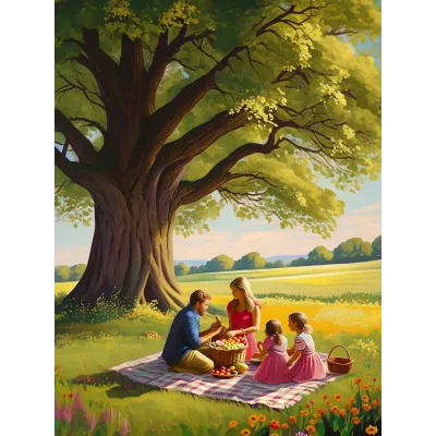 Aile Pikniği Kanvas Tablo