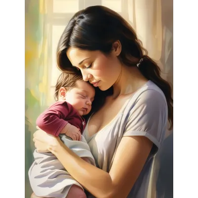 Anne ve Bebek Kanvas Tablo