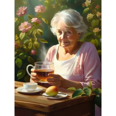 Bahçede Çay Kanvas Tablo