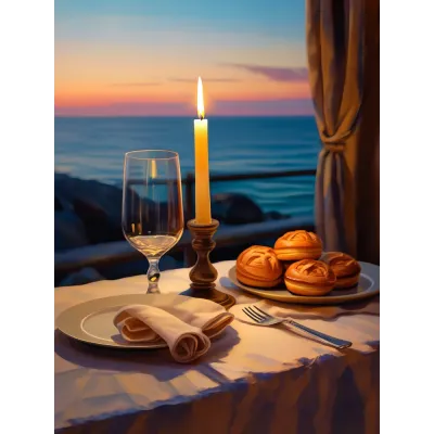 Romantik Akşam Yemeği Kanvas Tablo