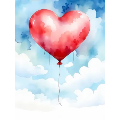 Suluboya Kalpli Balon Kanvas Tablo