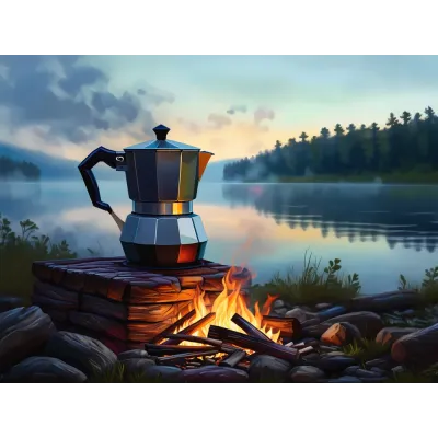 Kamp Kahvesi Kanvas Tablo