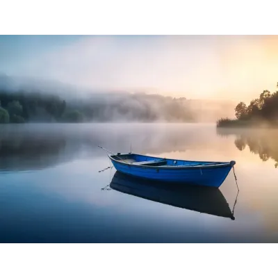 Kayıkla Balık Kanvas Tablo