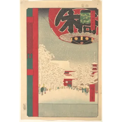 Hiroshige Asakusa Kinryuzan Tapınağında Kar Kanvas Tablo
