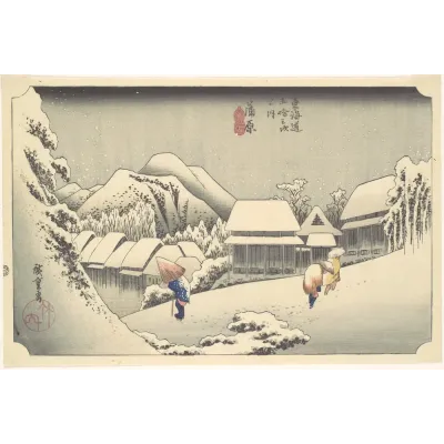 Hiroshige Kanbara'da Akşam Karı Kanvas Tablo