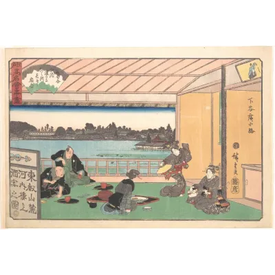 Hiroshige Shitaya'da Akşam Kanvas Tablo