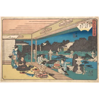 Hiroshige Ushijima'da Nehir Kıyısı Kanvas Tablo
