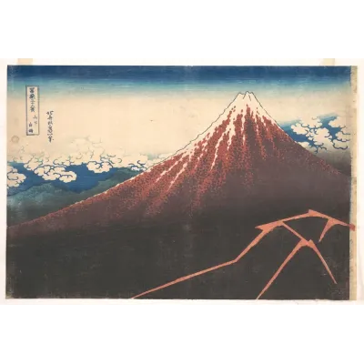 Hokusai Fuji Dağı Altında Fırtına Kanvas Tablo