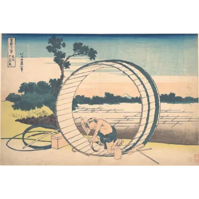 Hokusai Fujimigahara'da Fıçı Yapan Usta Kanvas Tablo