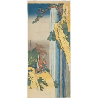Hokusai Şair Ri Haku ve Şelale Kanvas Tablo