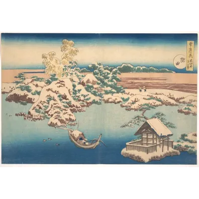 Hokusai Sumida Nehrinde Kar Kanvas Tablo