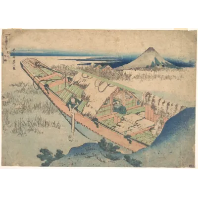 Hokusai Ushibori'den Fuji Manzarası Kanvas Tablo