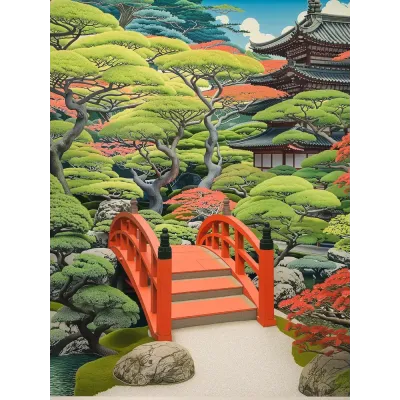 Japon Bahçesi Kanvas Tablo