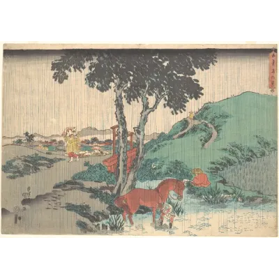 Kunisada Beşinci Ayın Yağmuru Kanvas Tablo