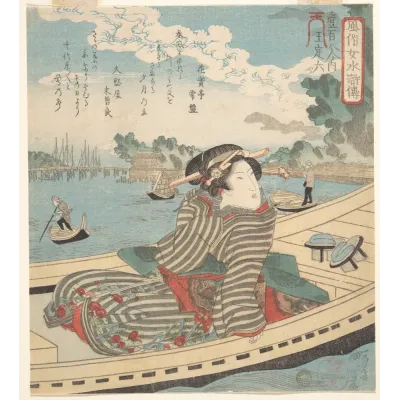 Kuniyoshi Su Kenarında Kanvas Tablo