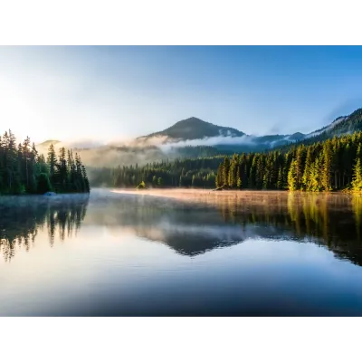 Panoramik Orman Gölü Kanvas Tablo