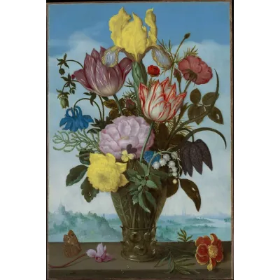 Ambrosius Bosschaert Kadehte Çiçek Buketi Kanvas Tablo