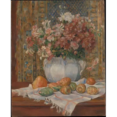 Auguste Renoir Çiçekler ve Kaktüs İnciri Kanvas Tablo