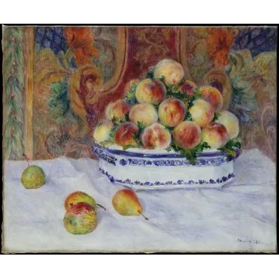 Auguste Renoir Şeftalili Natürmort Kanvas Tablo