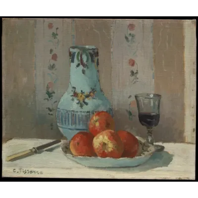 Camille Pissarro Elmalı ve Sürahili Natürmort Kanvas Tablo
