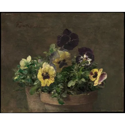 Henri Fantin-Latour Saksıda Hercai Menekşeler Kanvas Tablo