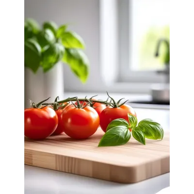 Modern Domates ve Fesleğen Kanvas Tablo