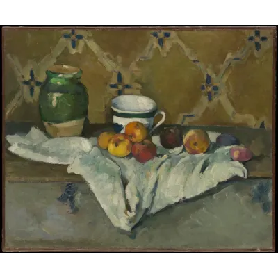 Paul Cézanne Kavanoz, Fincan ve Elmalar Kanvas Tablo