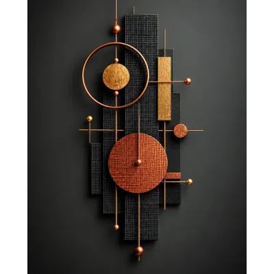 Bakır Halkalı Geometri II Kanvas Tablo