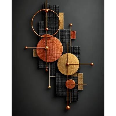 Bakır Halkalı Geometri IV Kanvas Tablo