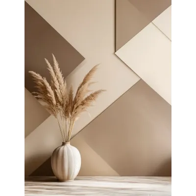 Geometrik Panel ve Vazo Kanvas Tablo