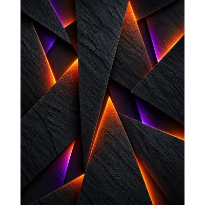 Neon Işıklı Geometri II Kanvas Tablo